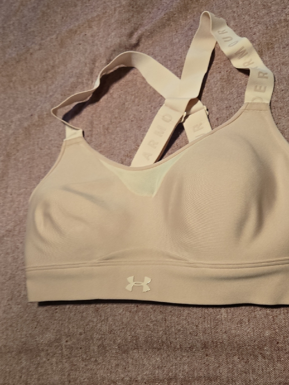 Under Armour Pale Pink Padded Sports Bra with Branded Straps